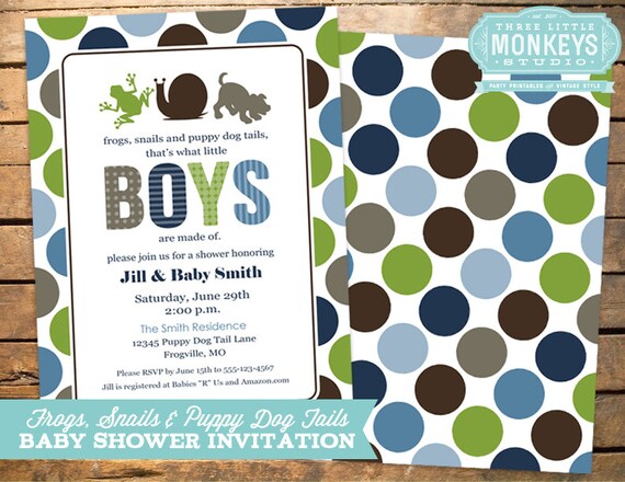 Frogs Snails and Puppy Dog Tails Baby Shower Party Pack Il_570xn