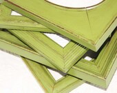 Set of Four Shabby Chic Vintage Meadow Green Hand Painted Distressed Frames