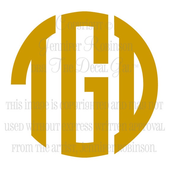11" Bold Circle Monogram Vinyl Decal Sticker - ANY Color
