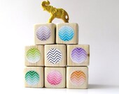 Birthday SALE 15% OFF Wood Blocks. Childrens Toy.  Baby Shower gift. Nursery Decoration. Modern. Trendy. Ombre/Chevron