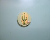 Magnet - Ceramic cactus with polished stone on wood