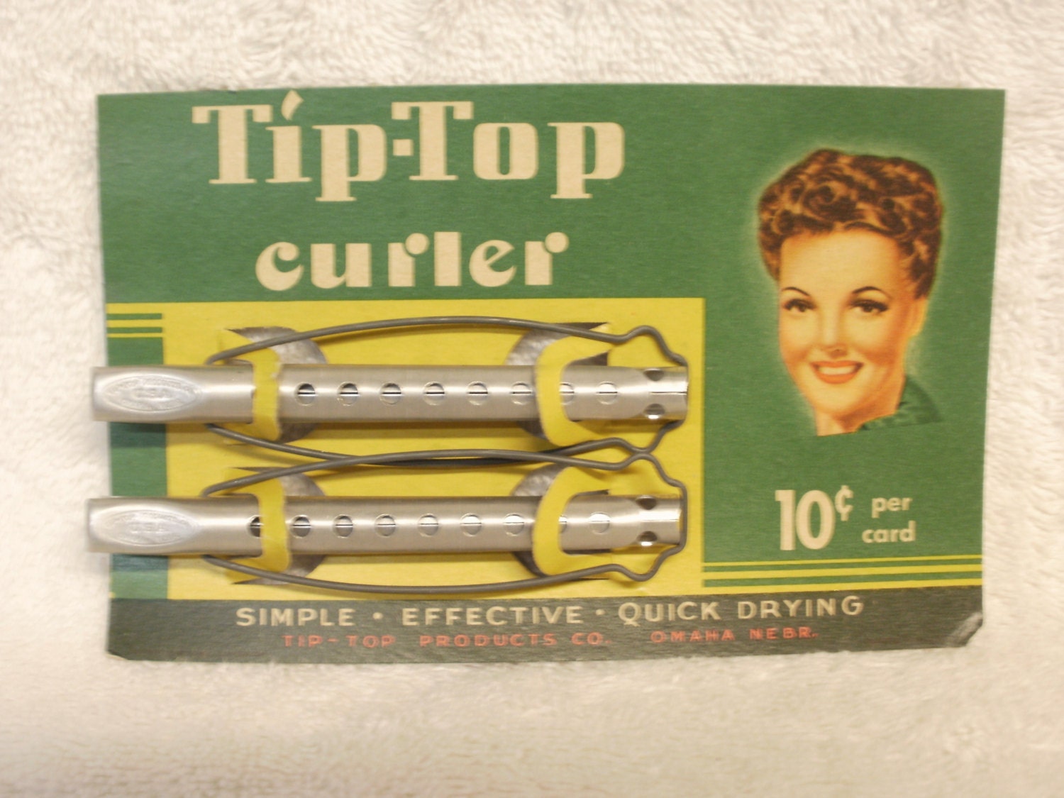 2 Metal Tip-Top Curlers on original card - Vintage