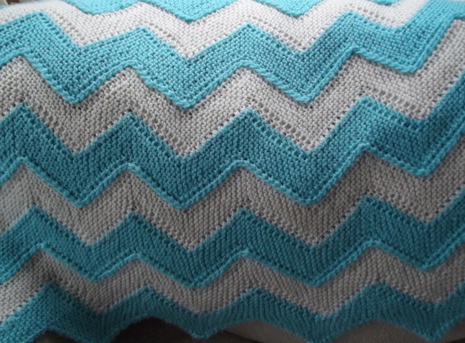 Hand Knit Chevron Blanket