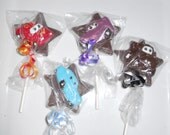 12 Disney Pixar Cars 2 Lightning McQueen Holley Mater Finn Birthday Gourmet Chocolate Stars Lollipops