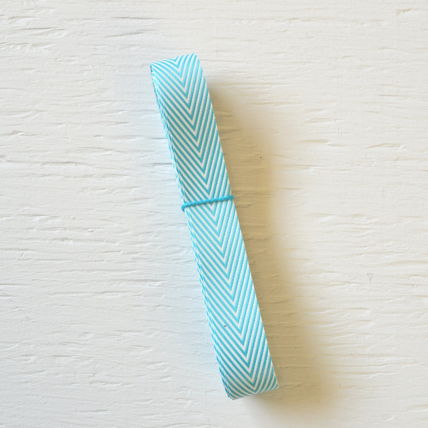 5 yards AQUA chevron twill ribbon, 3/4 inch