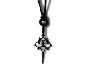 Unisex Vintage Clock Hand Necklace on Brown Leather Cord - Steampunk Necklace