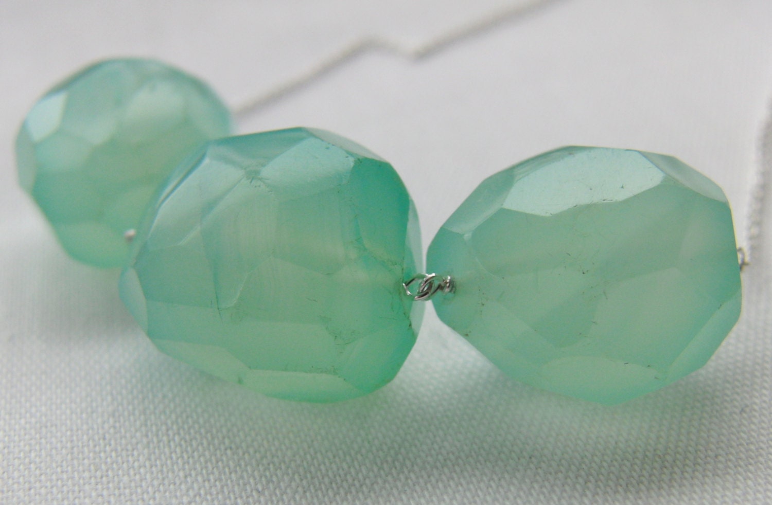 Teal Chalcedony Nugget Necklace Long Layering