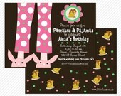 PANCAKES & PAJAMAS, brown/pink/green- birthday invitation, printable by Libby Lane Press- As Seen on Pizzazzerie Il_170x135