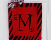 Red Burlap Wooden Framed Initial Door/Wall Plaque Wreath (Sample)