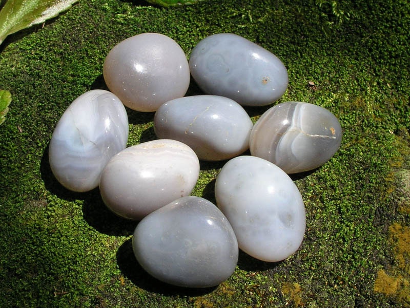 Blue Lace Agate Tumbled Gemstone Crystal - 1 piece Large Size