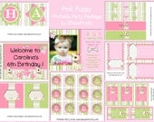 Pink Puppy Party Birthday Package Printable Custom Design Il_170x135