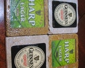 Set of Guinness & Harp Natural Stone Coasters