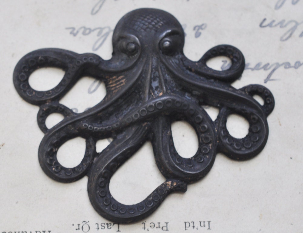 Large Steampunk Brass Octopus - Black Patina