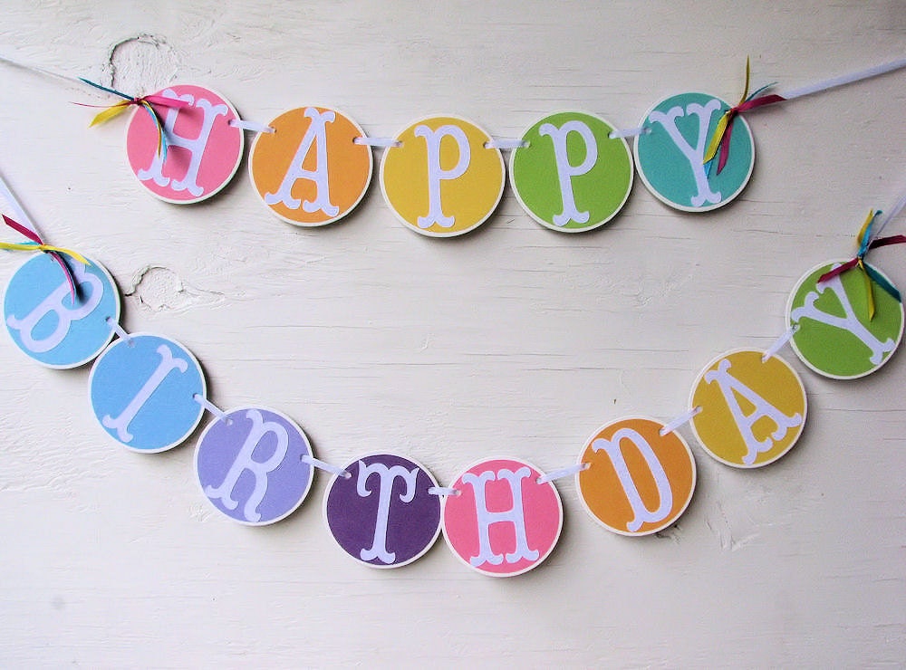 Birthday Banner Rainbow Ice Cream Shoppe Colors Childrens-Adult Birthday