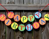 Kids Birthday Banner Rainbow Colorful Polka Dots Happy Bithday Banner