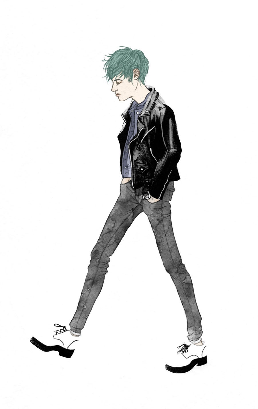 8 x 10" Fashion Illustration Giclee Print - Guy in a Leather Jacket