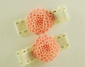 Cream and Light Pink hair clip - Light pink flower clip - Sale