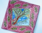 ceramic pottery hand painted dish