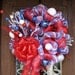 Deco Mesh RED, WHITE and BLUE Patriotic Fireworks Wreath