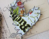 Tin Jewelry Wire Stitched Heart Necklace Tin for the Ten Year Anniversary