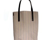 STRIPED market bag with leather handles