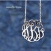 Monogram Necklace-1 1/2 initial necklace-silver necklace Hand sketch& Hand Craft