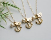 Set of 2Gold Anchor Necklace,Anchor with Heart initial,Monogram necklace,Sailors Anchor,Navy Wedding Jewelry,Strength,Personalized - tyrahandmadejewelry2 Set of 2Gold Anchor Necklace,Anchor with Heart initial,Monogram necklace,Sailors Anchor,Navy Wedding Jewelry,Strength,Personalized - tyrahandmadejewelry2