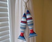 Fish Curtain Tie Backs - Red, White, and Blue - Boys Room Decor - Nautical Decor