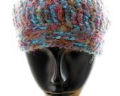 Hand crocheted hat, women's crochet tweed hat, turquoise mohair-blend tweed beret, fall fashion, winter fashion, medium to extra large