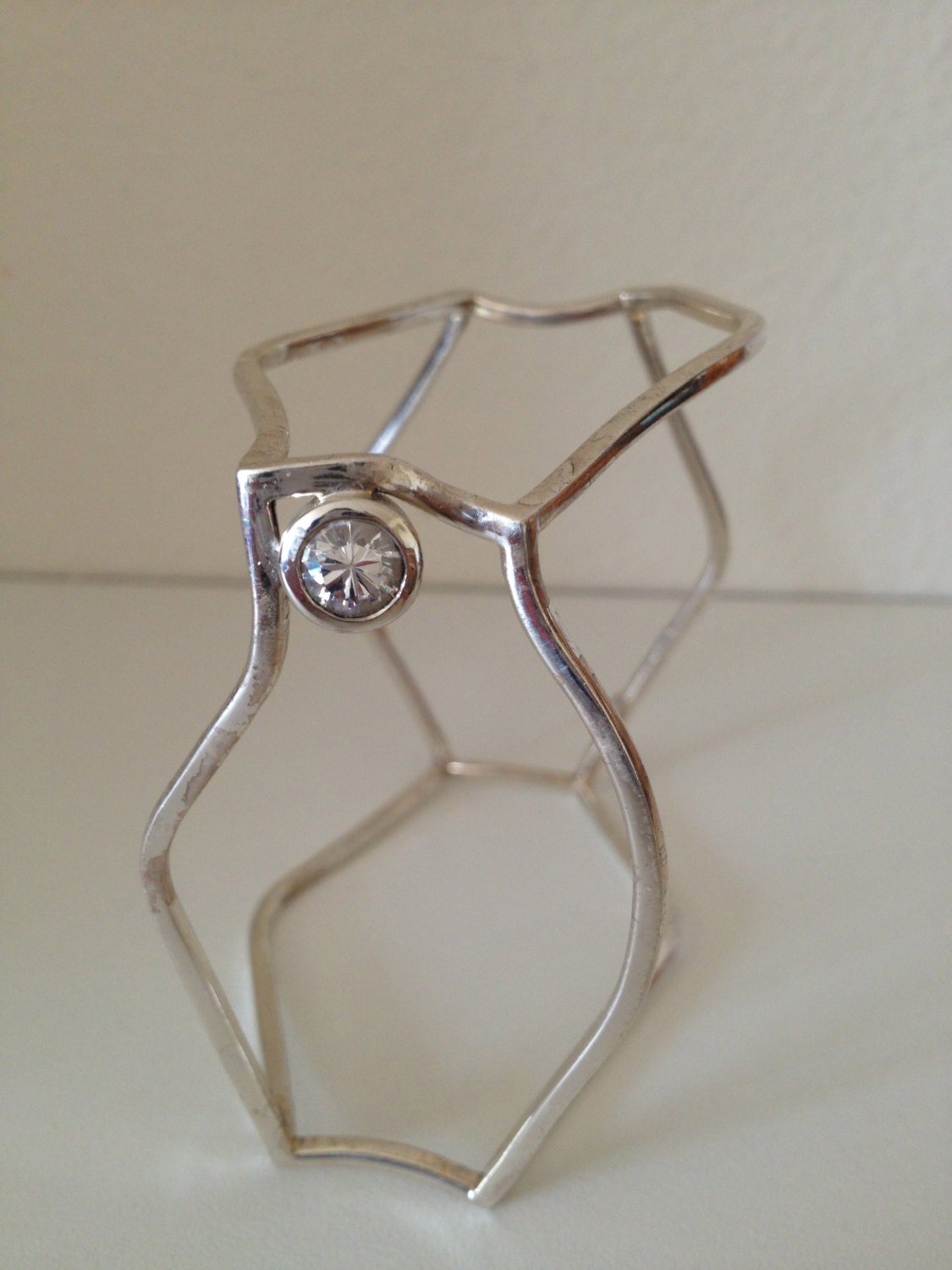Vintage Sterling Silver Geometric Statement Bangle