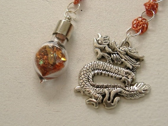 Orange Dragon Dowsing Pendulum - Dragon of Strength, Courage, Transition and Balance