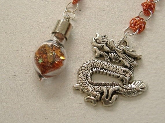 Orange Dragon Dowsing Pendulum - Dragon of Strength, Courage, Transition and Balance