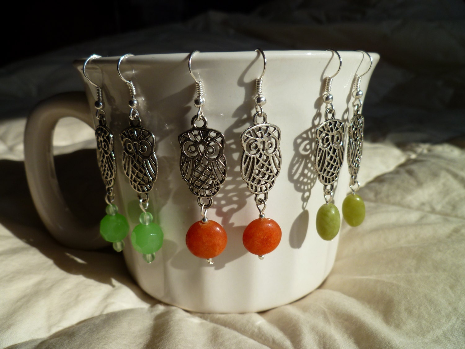 Art-Deco style owl earrings