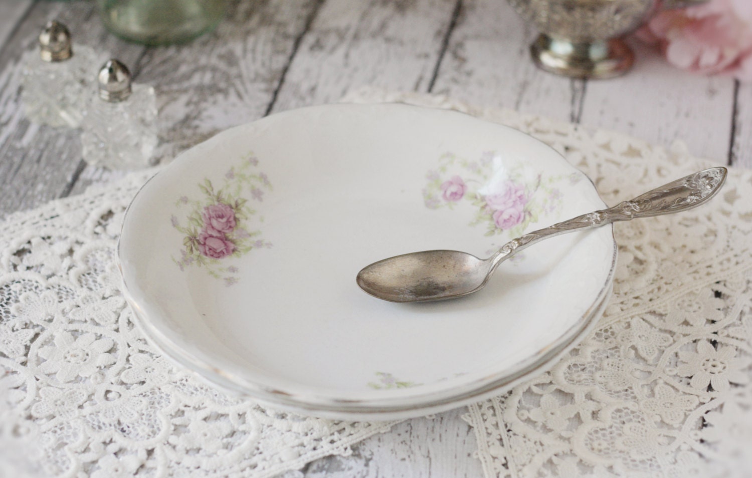 Antique Rose Bowls - Pink Roses - by William Brunt Potteries - circa 1892
