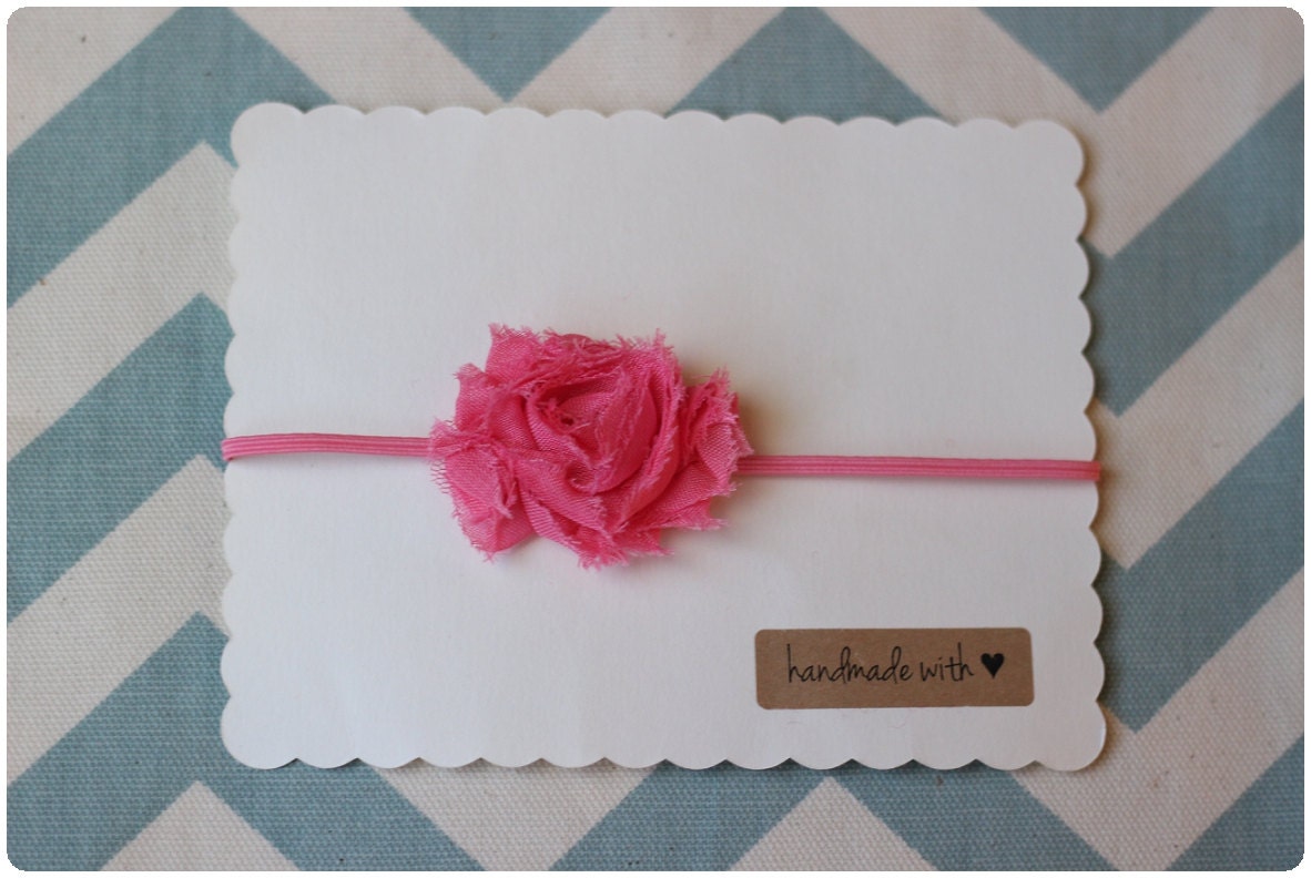 Valentine's Pink Mini Headband , Mini Shabby Flower