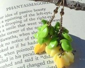 She Likes the Rhythm of the Station's Drive -  upcycled vintage bead dangle earrings