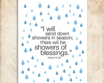 Ezekiel 34:26. Showers of blessing. 8x10 DIY Printable Christian Poster.Bible Verse.