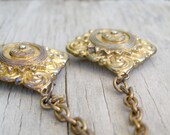 Retro Golden Pin Collar, Mid century retro Brooch, Art deco, Mad Men fashion, Mod jewelry,
