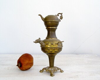 Decorative Tea Samovar, Vintage Turkish Miniature Samovar, Oriental, Boho, Copper teapot, Tea Ritual, Party, Collectible, Antique tableware