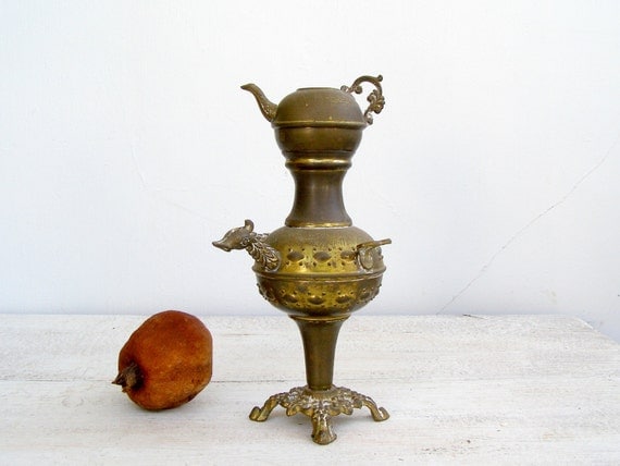 Decorative Tea Samovar, Vintage Turkish Miniature Samovar, Oriental, Boho, Copper teapot, Tea Ritual, Party, Collectible, Antique tableware