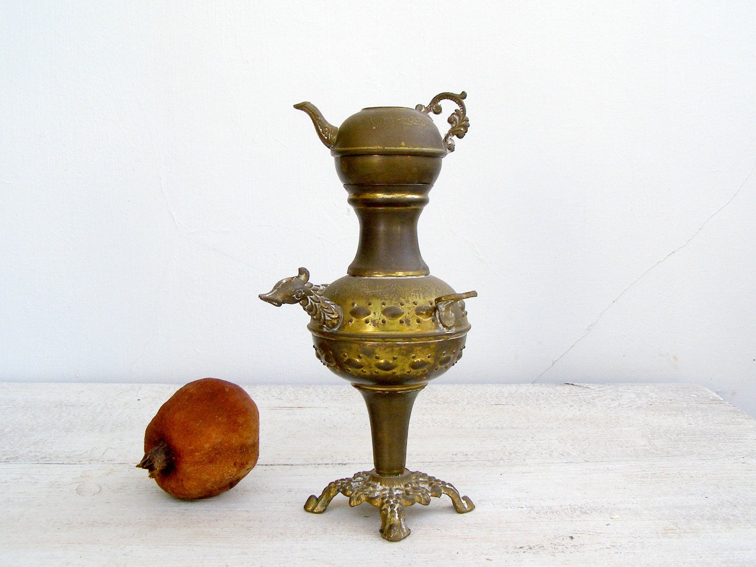Decorative Tea Samovar, Vintage Turkish Miniature Samovar, Oriental, Boho, Copper teapot, Tea Ritual, Party, Collectible, Antique tableware