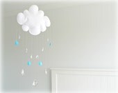 Rain cloud mobile - Crystal sun catcher - crystal blue rain drops - Sparkling prism tear drops - LullabyMobiles