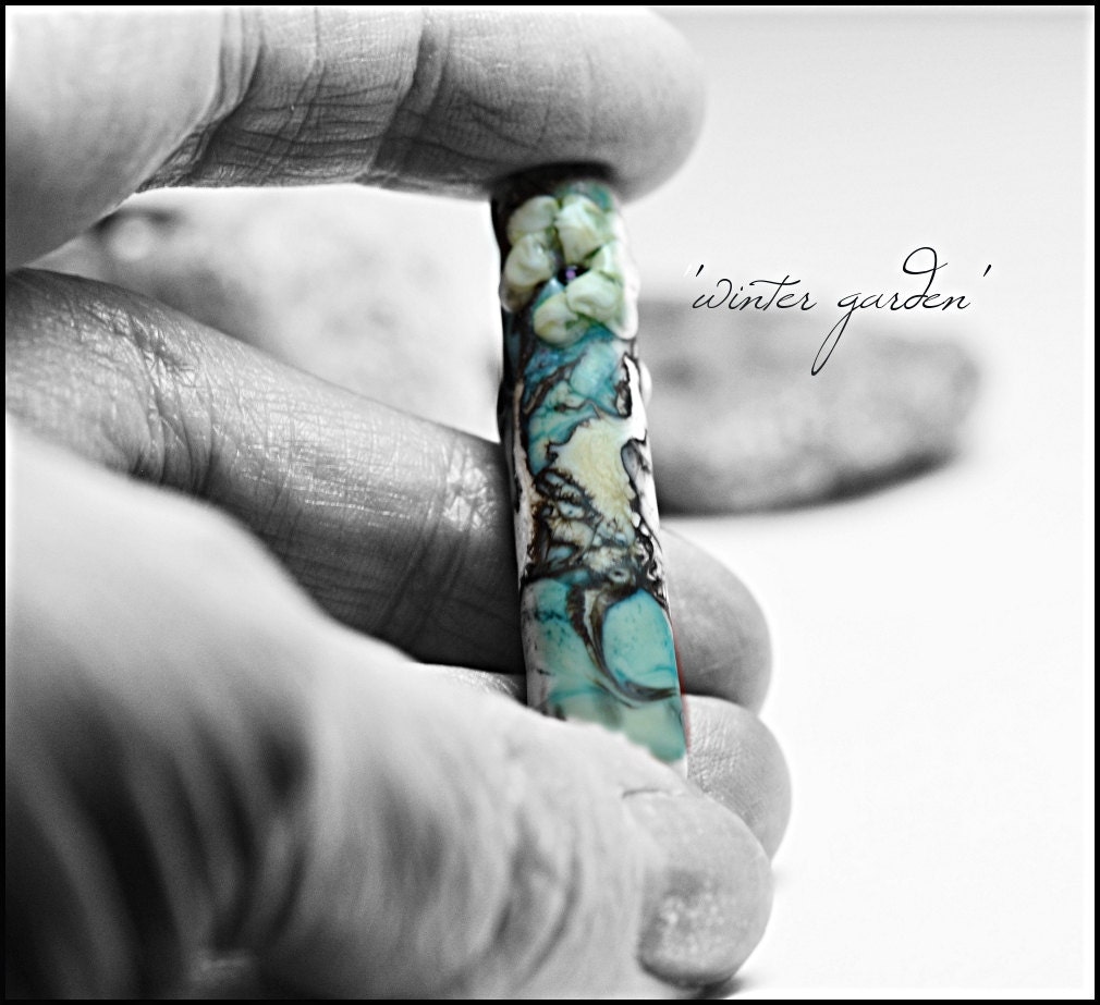 Artisan made glass bead..'Winter garden'  lampwork bead sra