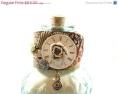On SALE handmade jewelry, upcycled jewelry, handmade cuff bracelet, vintage watch face, mixed metal, repurposed jewelry cuff bracelet