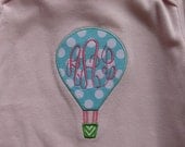 Appliqued Hot Air Balloon with or without Monogram Gown, Onesie, Bodysuit, Romper or T-Shirt