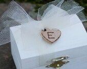 Rustic Personalized Bridesmaid Jewelry Boxes Flower Girl Gift Box, Favor Box, Tulle Ribbon Custom Box Color, Shabby Chic, Rustic Wedding