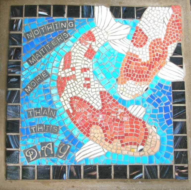 Koi Mosaic Meditation Stone