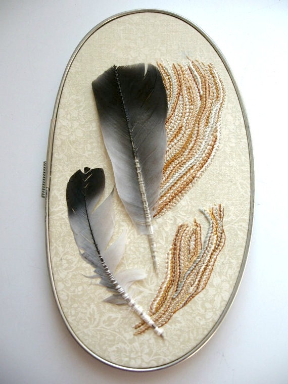 Hoop Art - embroidery & feathers