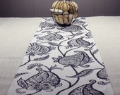 Black and White Paisley Table Runner, Black and White Tablecloth 120 inch long table runner