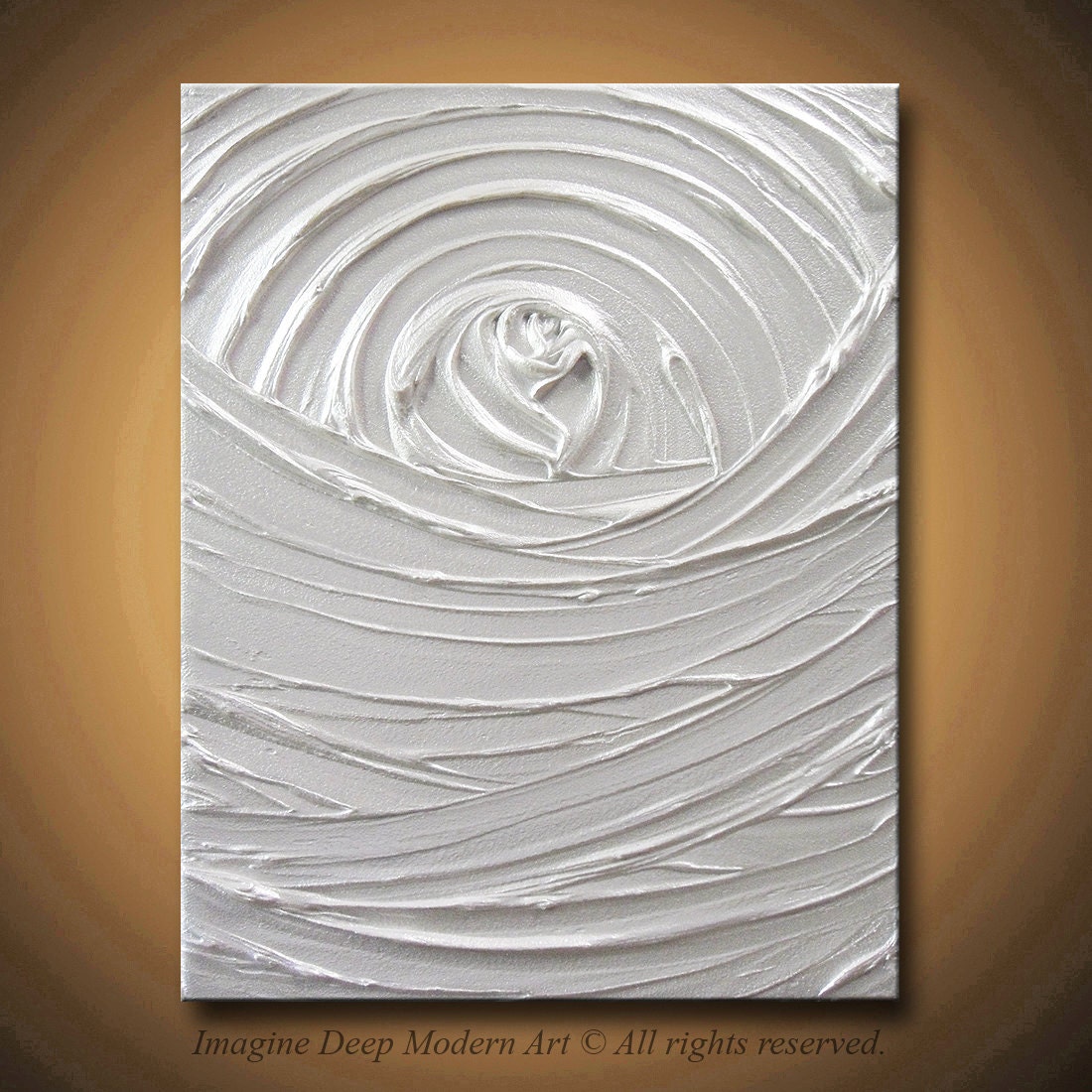 Pearl White Painting - Metallic Pearl White Abstract Acrylic Sculptural - Protecting Platinum Creation 11x14 High Quality Original Fine Art